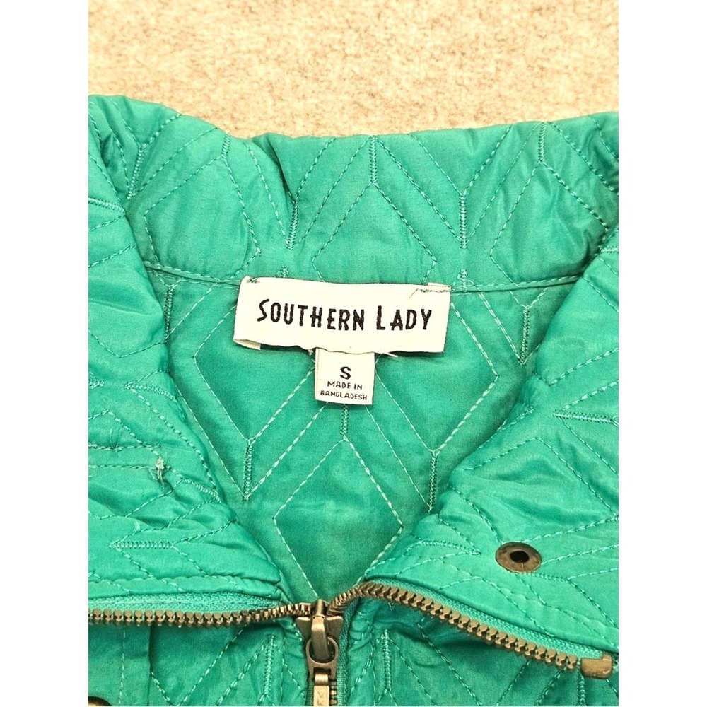 SOUTHERN LADY | Teal Green Quilted Full-Zip Lightweight Jacket - Size S - Picture 4 of 14